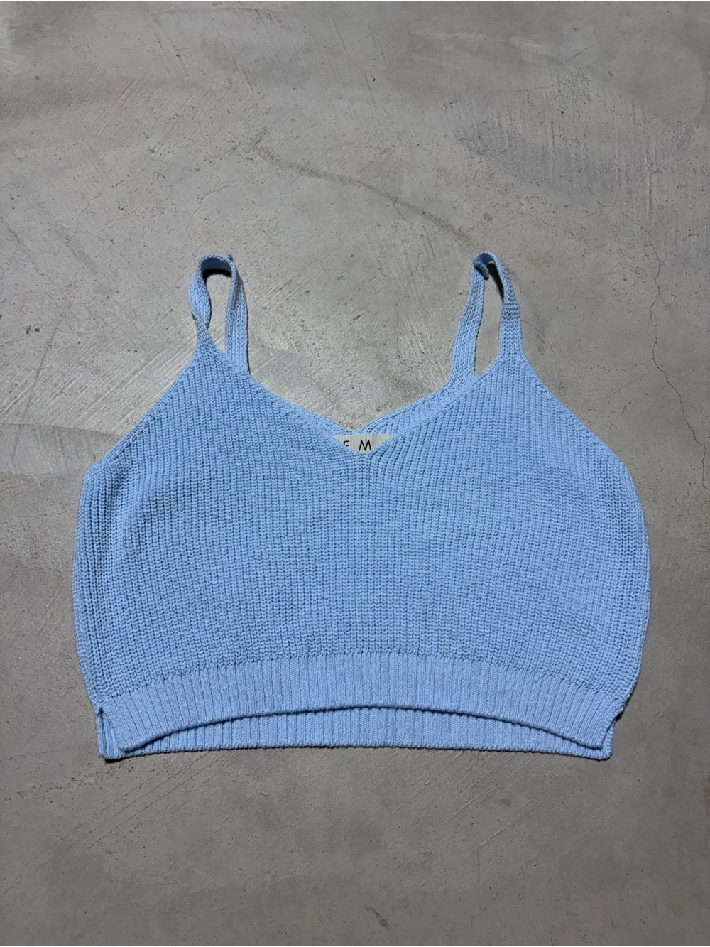 Nema resort wear Light Blue Knit Crop Tank Top